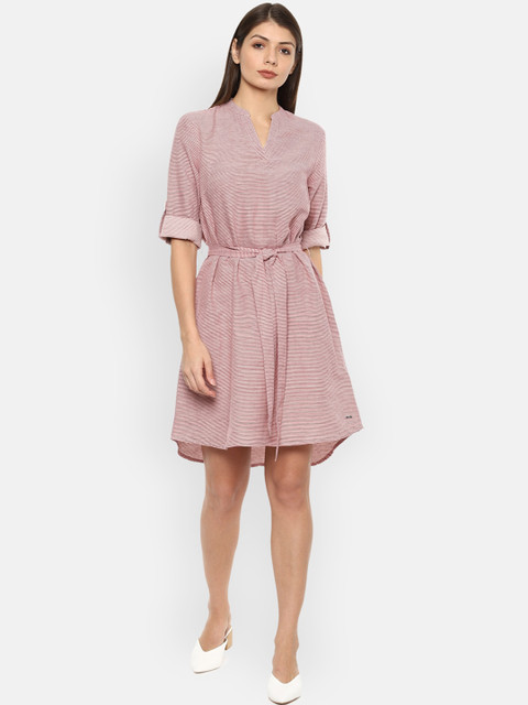 Van Heusen Woman Pink & White Striped Fit and Flare Dress 
Van Heusen Woman Pink & White Striped Fit and Flare Dress