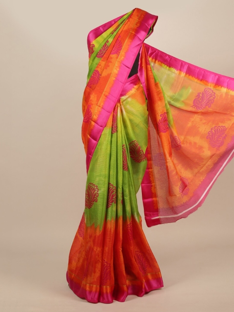 Pothys Green & Pink Jute Silk Woven Design Saree