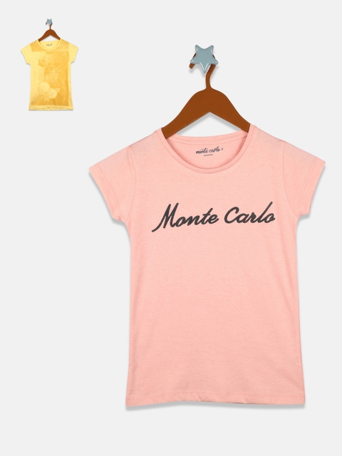 Monte Carlo Pack of 2 Printed Regular Top, Peach