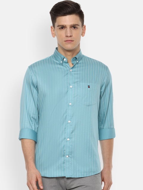 Louis Philippe Sport Men Blue Pure Cotton Slim Fit Striped Casual Shirt