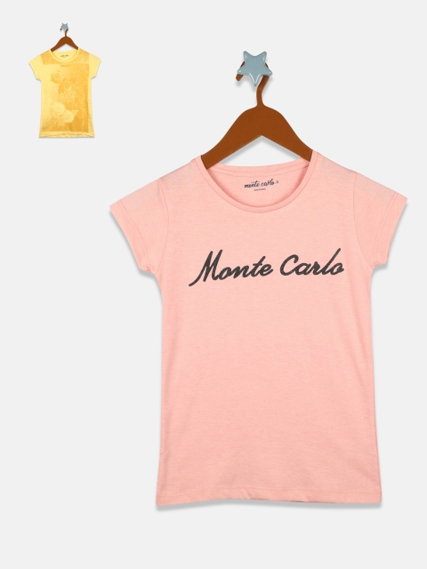 Monte Carlo Peach-Coloured Printed Regular Top
