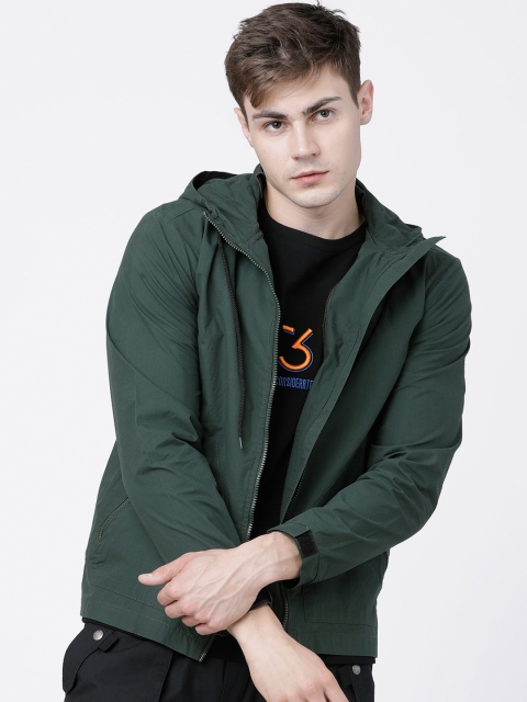 HIGHLANDER Men Green Pure Cotton Solid Tailored Jacket