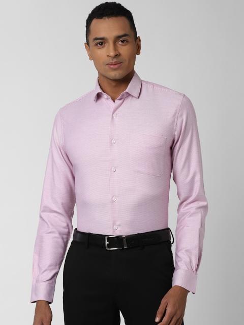 Peter England Elite Men Pink Slim Fit Self Design Casual Shirt