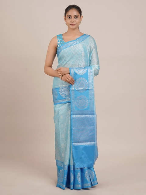 Pothys Blue Woven Design Cotton Blend Saree