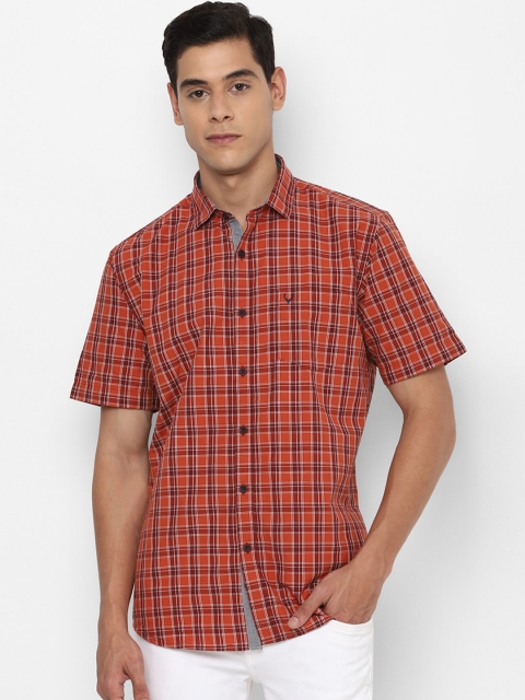 Allen Solly Men Orange & Red Slim Fit Checked Casual Shirt