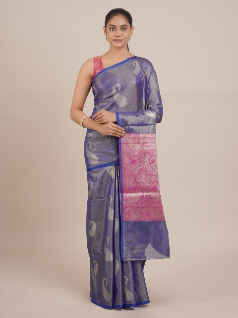 Pothys Blue Woven Design Tissue Saree