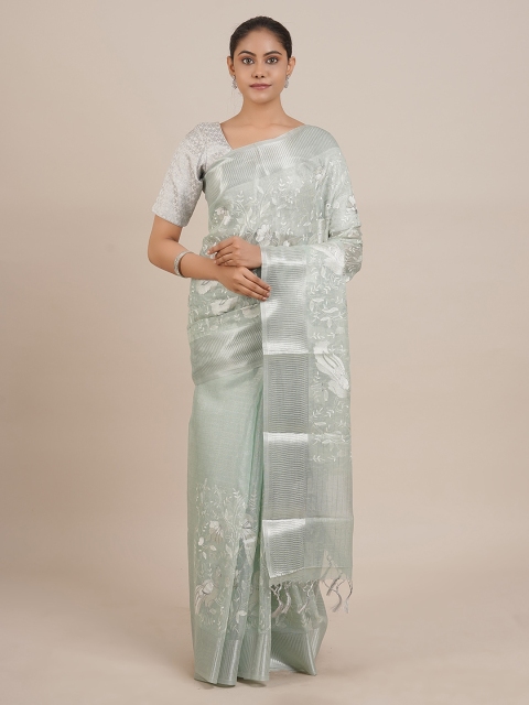 Pothys Blue Woven Design Tissue Saree