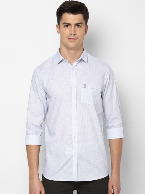 Allen Solly Men White & Blue Pure Cotton Slim Fit Printed Casual Shirt