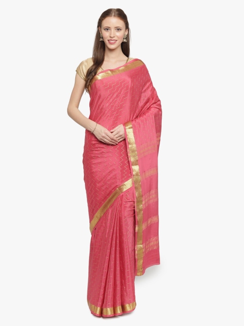 Sudarshan Silks Pink Pure Silk Solid Mysore Silk Saree