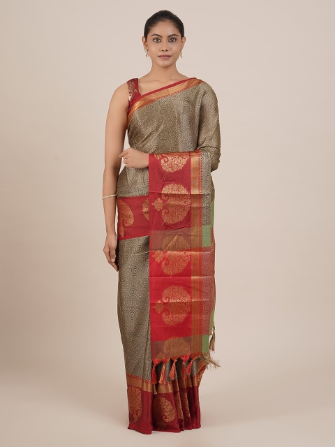 Pothys Brown Woven Design Cotton Blend Saree