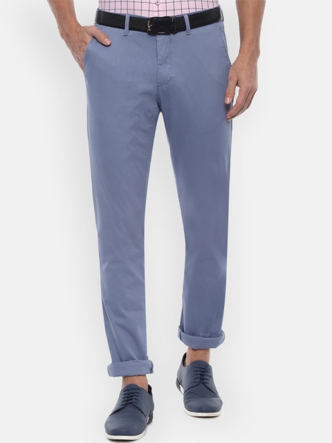 Van Heusen Sport Men Blue Slim Fit Solid Regular Trousers