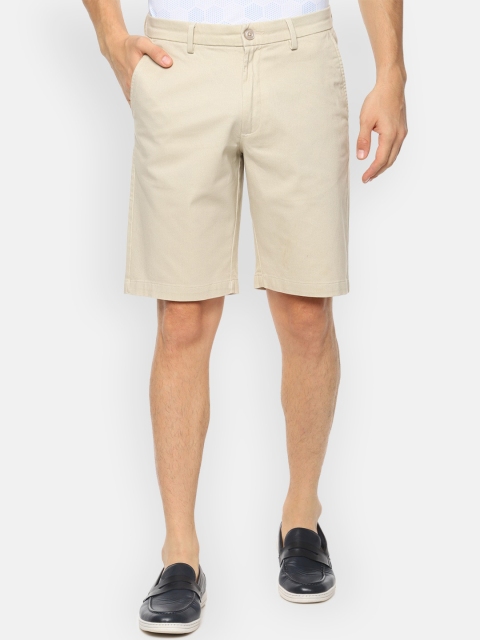 V Dot Men Beige Self Design Regular Fit Regular Shorts