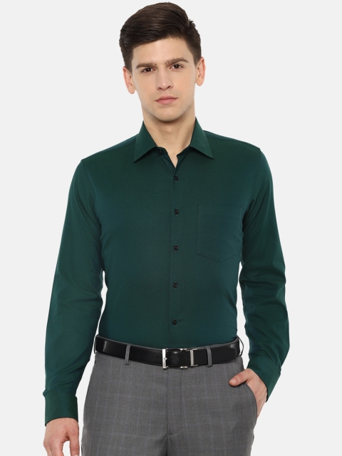 Van Heusen Men Green Slim Fit Solid Formal Shirt