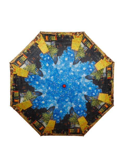 LOOM LEGACY Blue & Yellow Printed 3-Fold Umbrella