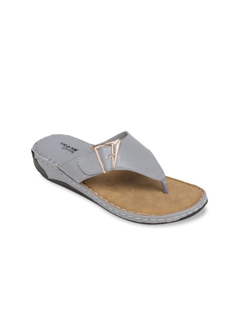 TRASE Women Grey Solid Nessa Open Toe Flats