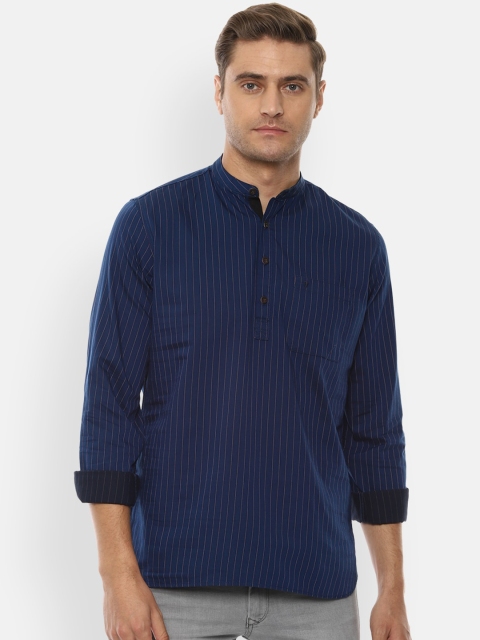 Van Heusen Sport Men Navy Blue & White Slim Fit Striped Casual Shirt