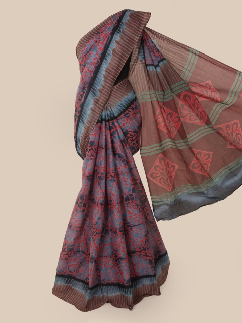 Pothys Grey Printed Pure Cotton Saree