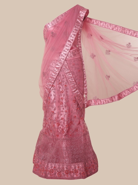 Pothys Pink Embroidered Net Half Saree