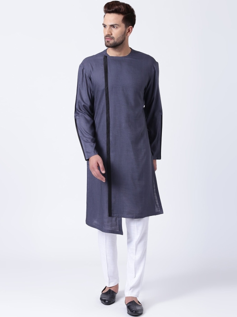 I Know Men Grey Asymmetric Hem Kurta