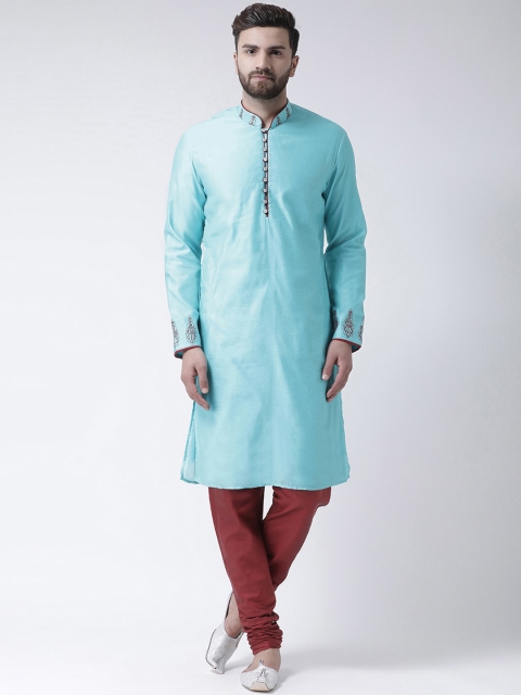 I Know Men Blue Thread Work Chanderi Silk Kurta