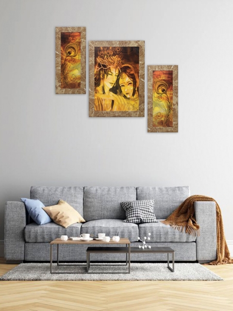 Indianara Set of 3 Mustard Yellow & Rust Brown Radha Krishna Framed Wall Paintings
Indianara Set of 3 Mustard Yellow & Rust Brown Radha Krishna Framed Wall Paintings