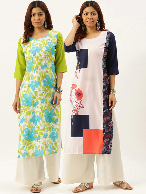 7Threads Women Pack of 2 Multicoloured Printed Crepe Kurta, Multi
7Threads Women Pack of 2 Multicoloured Printed Crepe Kurta, Multi