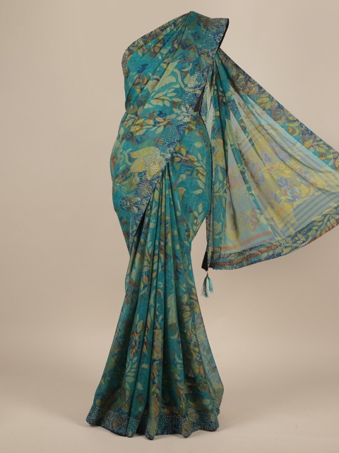 Pothys Multicoloured Printed Poly Chiffon Saree, Multi