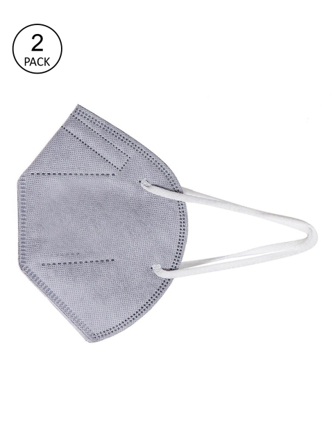 OOMPH Pack Of 2 Grey Solid 5-Ply Reusable Anti-Pollution KN95 Masks