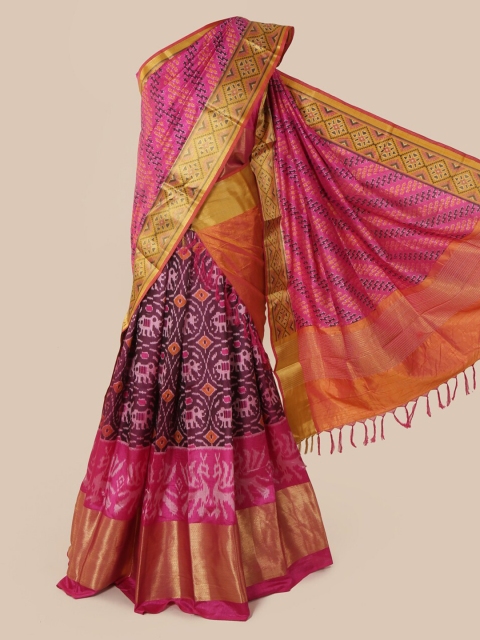 Pothys Purple & Orange Art Silk Printed Saree