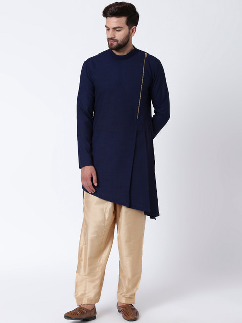 I Know Men Navy Blue Indigo Pleated Zipper Kurta 
I Know Men Navy Blue Indigo Pleated Zipper Kurta