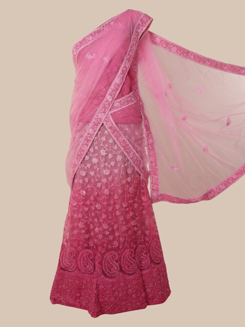 Pothys Pink Embroidered Net Traditional Saree