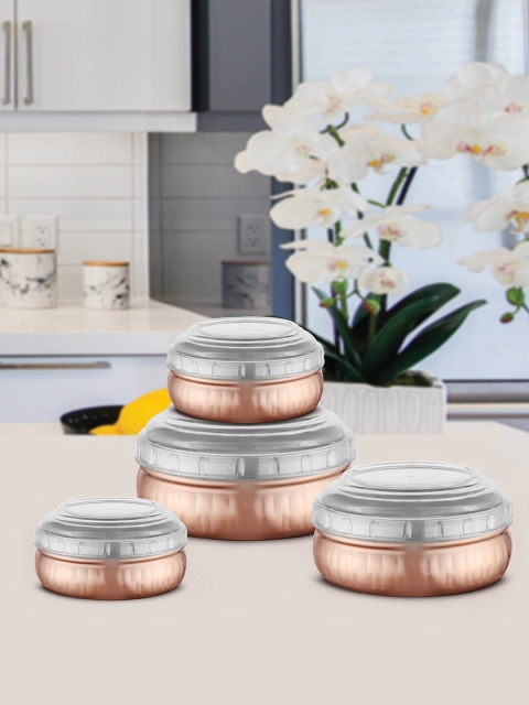 Jensons Set Of 4 Copper & Silver-Toned Stainless Steel Storage Box With Break Resistant PC Lids
Jensons Set Of 4 Copper & Silver-Toned Stainless Steel Storage Box With Break Resistant PC Lids