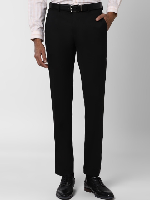 Peter England Men Black Slim Fit Solid Formal Trousers