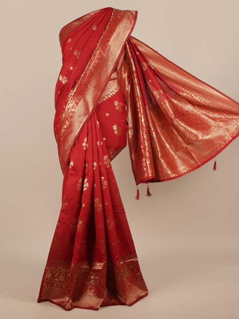 Pothys Red Woven Design Jute Silk Saree