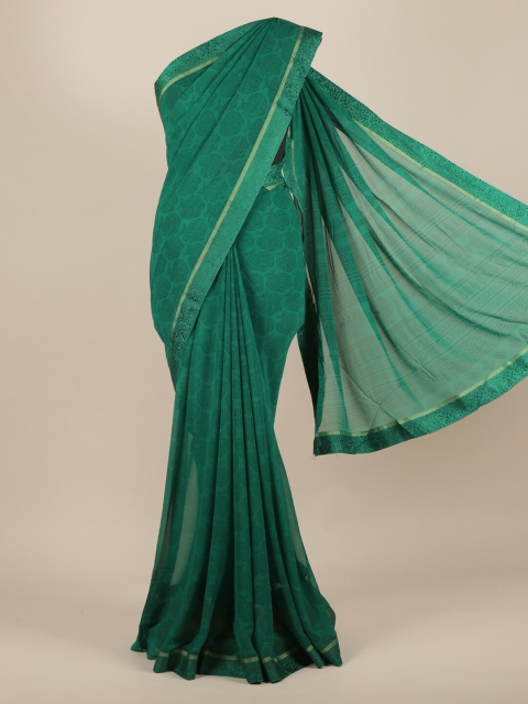 Pothys Green Printed Poly Chiffon Saree
