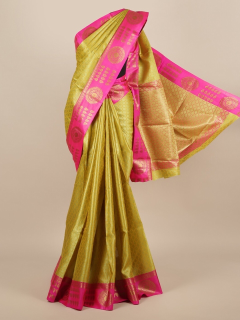 Pothys Yellow & Pink Jute Silk Woven Design Saree