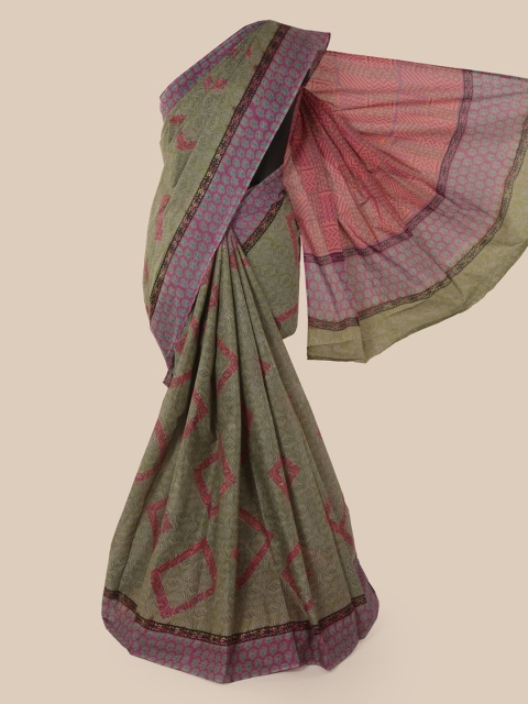 Pothys Green Printed Pure Cotton Saree