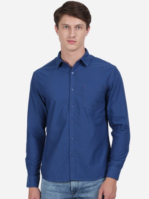 ANTHEM Men Blue Pure Cotton Slim Fit Solid Casual Shirt