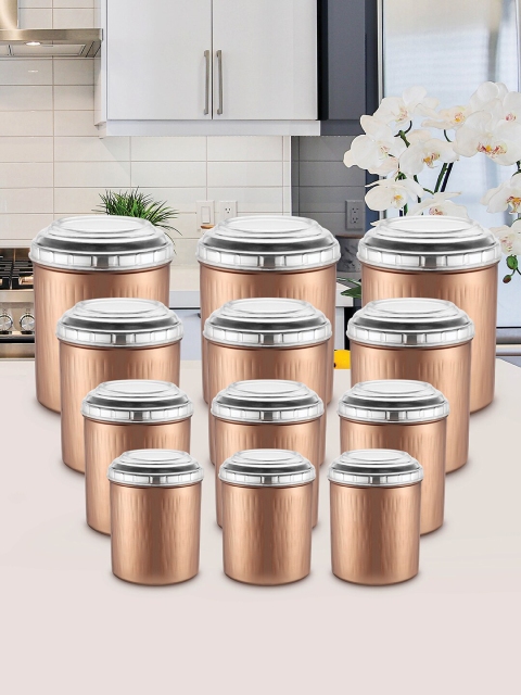 Jensons Set Of 12 Copper-Toned & Transparent Solid Stainless Steel Canister With Lid
Jensons Set Of 12 Copper-Toned & Transparent Solid Stainless Steel Canister With Lid