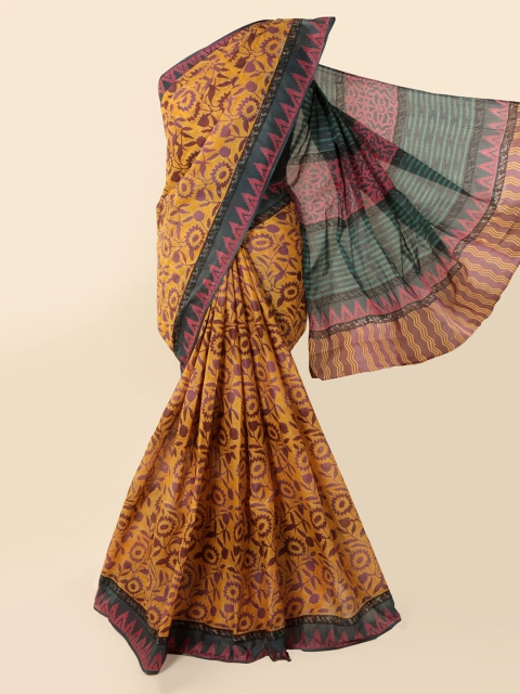 Pothys Mustard Printed Pure Cotton Saree