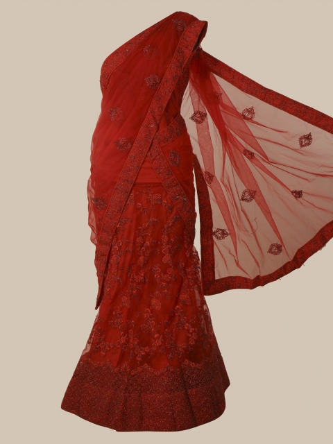 Pothys Red Embroidered Net Saree
