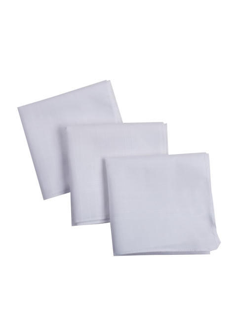 RICHARD PARKER by Pantaloons Men Pack of 3 White Cotton Handkerchiefs