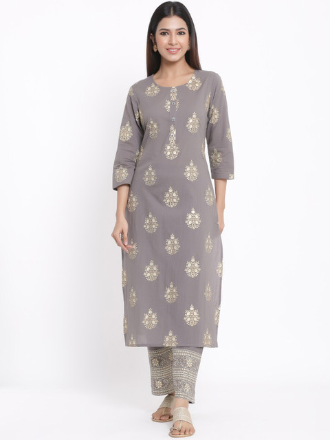 kipek Women Grey Cotton Kurta and Palazzo Set
kipek Women Grey Cotton Kurta and Palazzo Set