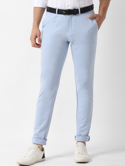 Louis Philippe Sport Men Blue Slim Fit Solid Regular Trousers