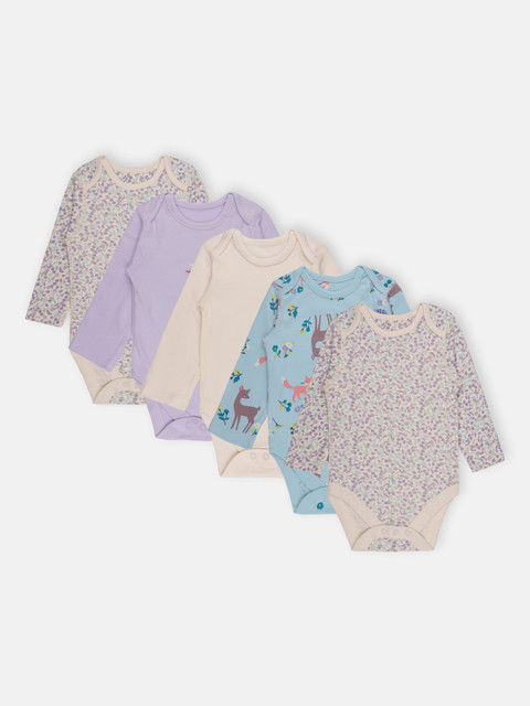 Babysafe Infant Girls Pack Of 5 Cotton Bodysuits, Beige 
Babysafe Infant Girls Pack Of 5 Cotton Bodysuits, Beige