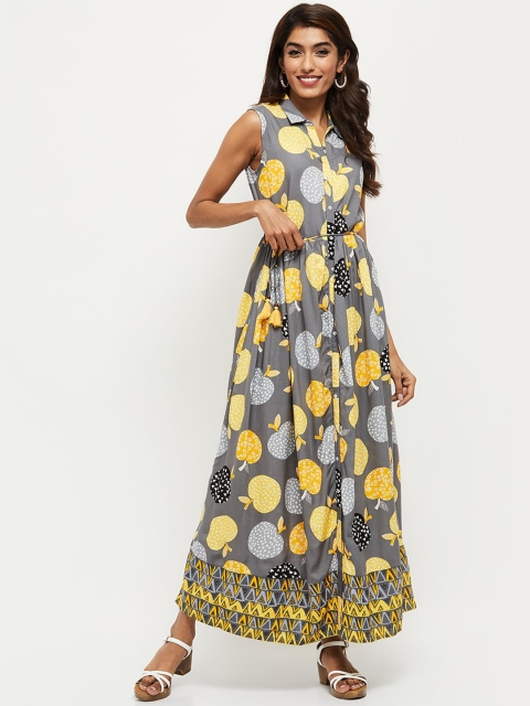 max Women Grey Printed Maxi Dress