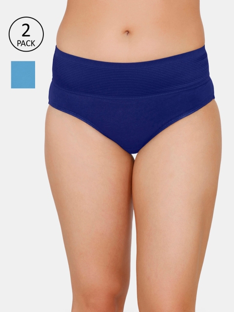 Zivame Women Pack Of 2 Assorted Solid 100% Cotton Hipster Briefs ZI2610COREHASTP