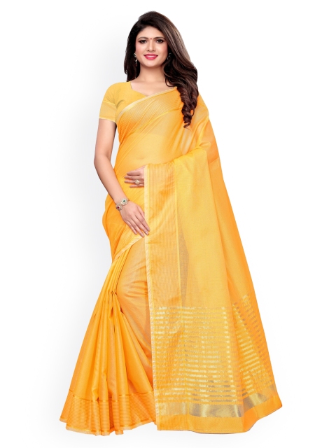 KALINI Yellow Poly Silk Striped Kota Saree