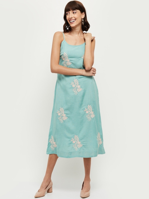 max Women Green Printed A-Line Dress