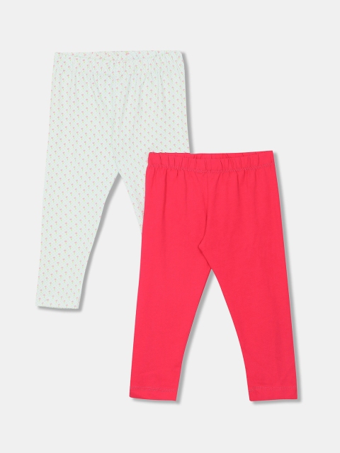 Donuts Infant Girls Pack Of 2 Solid Ankle Length Leggings, Pink